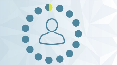 Graphic outline of person's head surrounded by dots